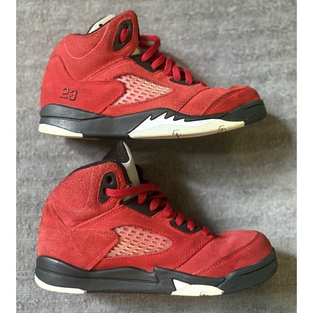 Nike Air Jordan 5 Retro Raging Bull University Red Black Kids Size 2Y 440889-600